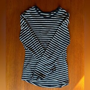Blue and white strip work out shirt